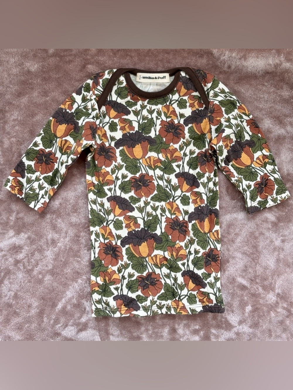 Misha and Puff Autumn Floral Pima Cotton 3/4 Length Sleeve Tee 3-4 years